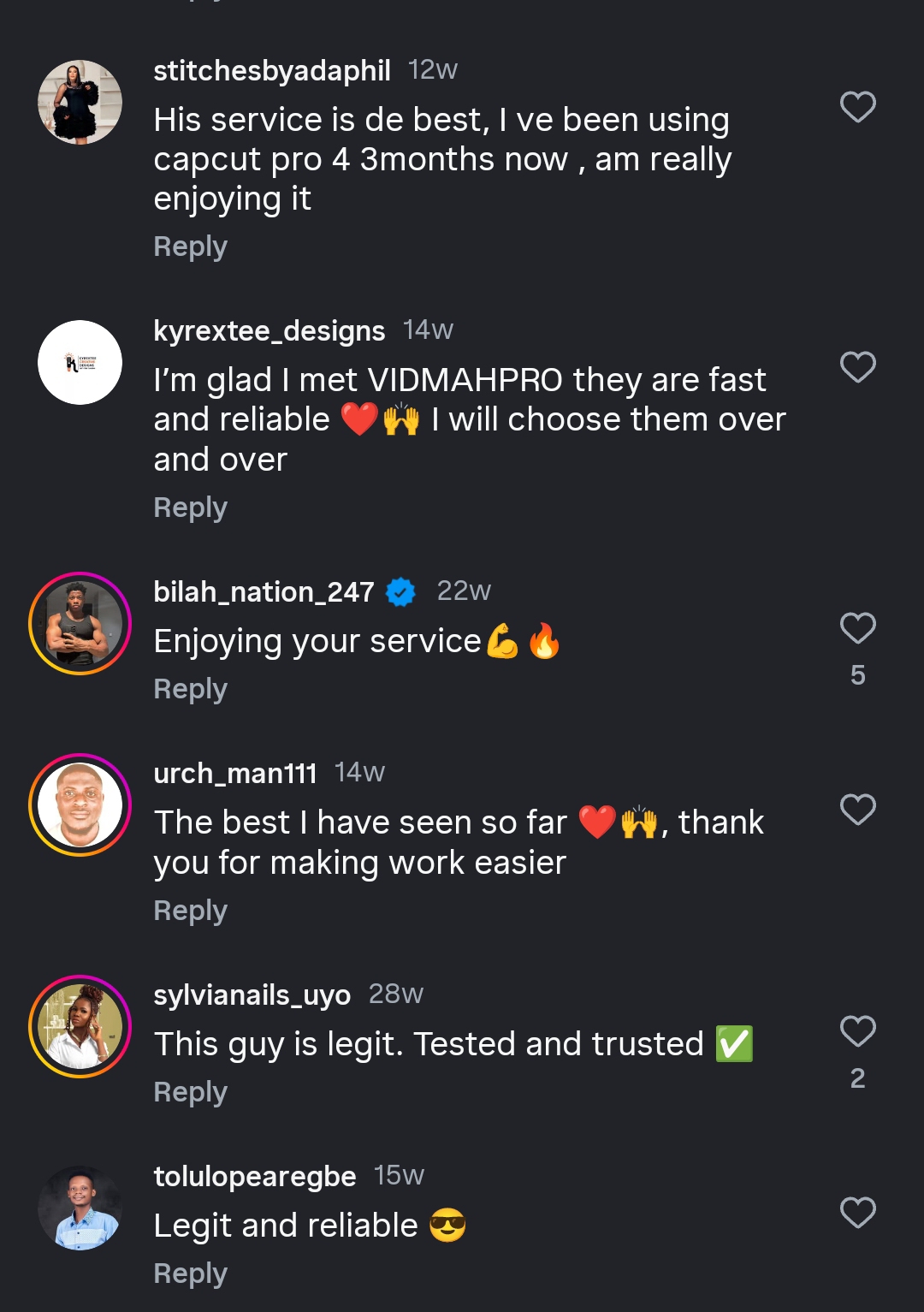 Customer testimonial